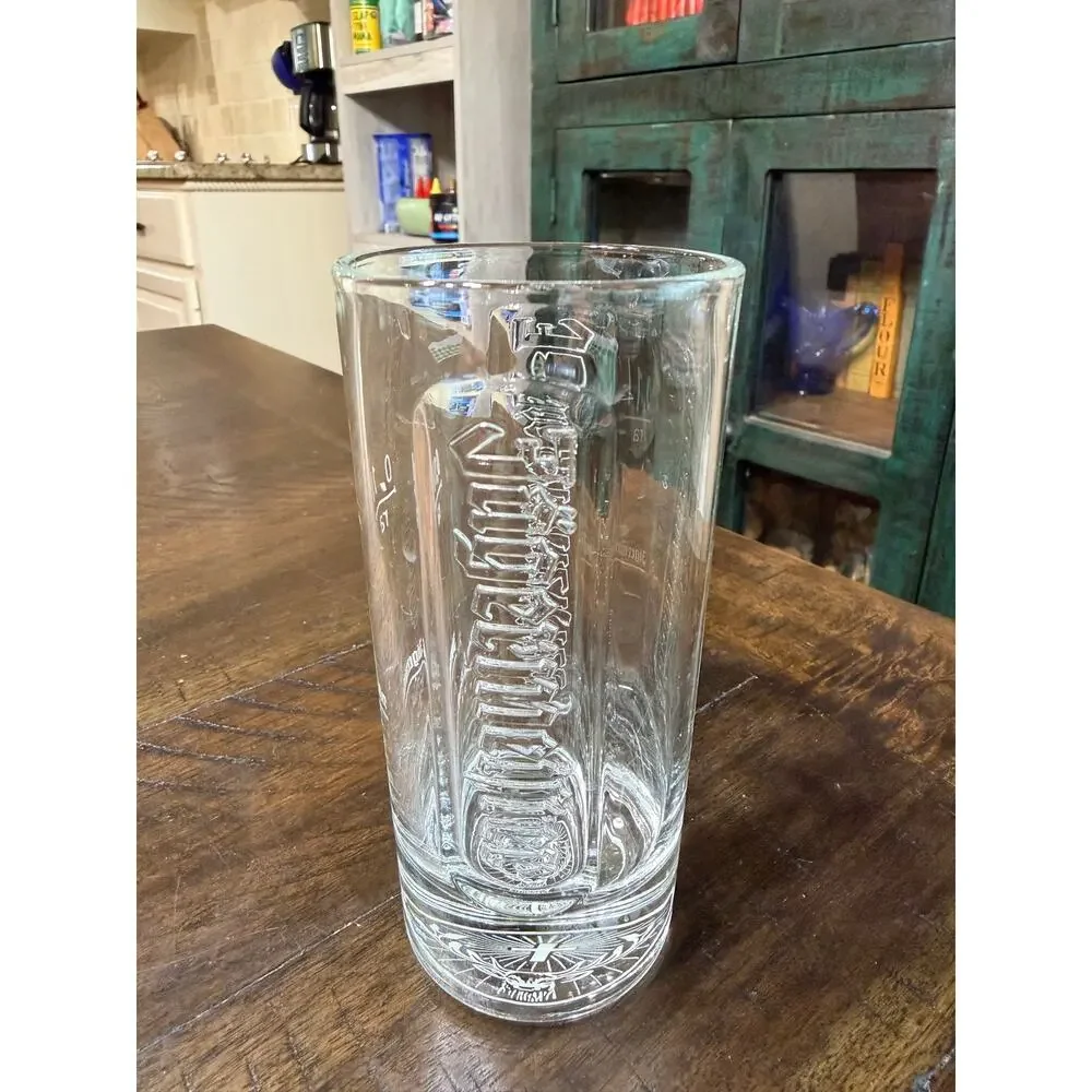 Jagermeister Tall Embossed Shot Glass 0.1L Stag Logo Bottom Clear Barware